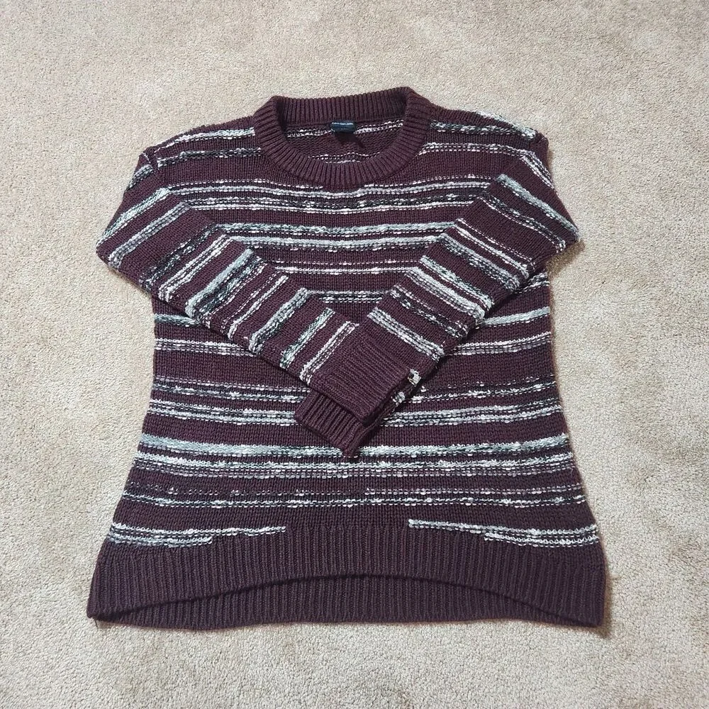 Calvin Klein Sweater Women S Acrylic Marled Burgundy Knit Pullover